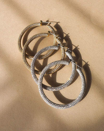 Pavé Amalfi Hoops in Silver - Madison's Niche 