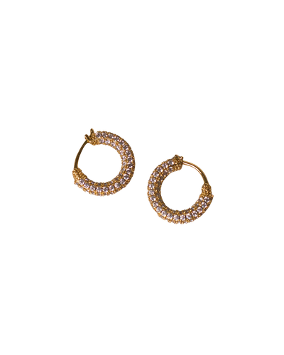 Pavé Amalfi Huggies in Gold - Madison's Niche 