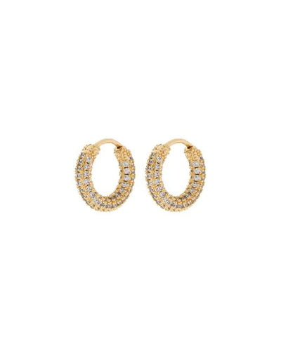 Pavé Amalfi Huggies in Gold - Madison's Niche 