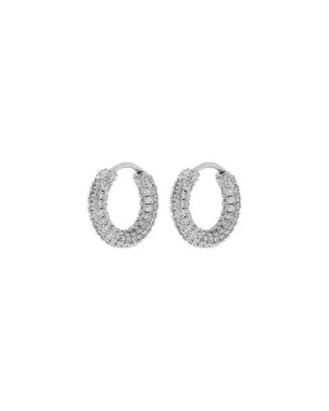 Pavé Amalfi Huggies in Silver - Madison&