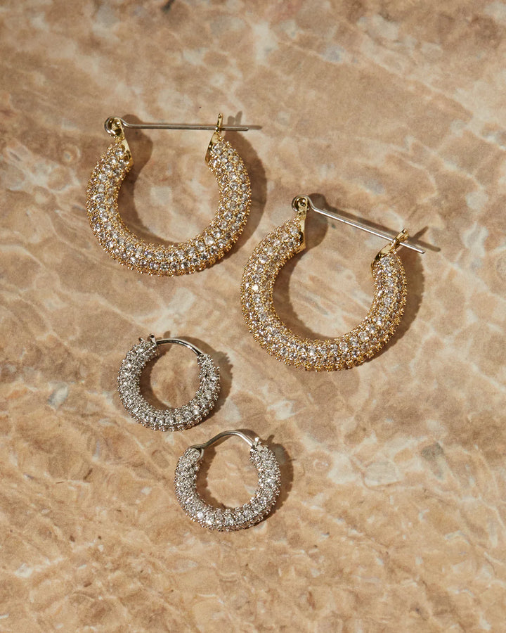 Pavé Baby Amalfi Hoops in Gold - Madison's Niche 