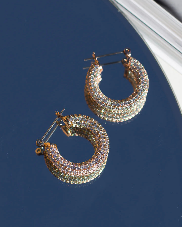 Pavé Baby Amalfi Hoops in Gold - Madison's Niche 