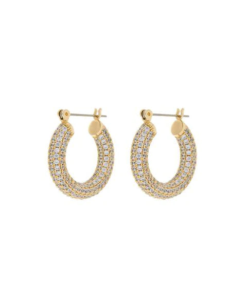 Pavé Baby Amalfi Hoops in Gold - Madison's Niche 