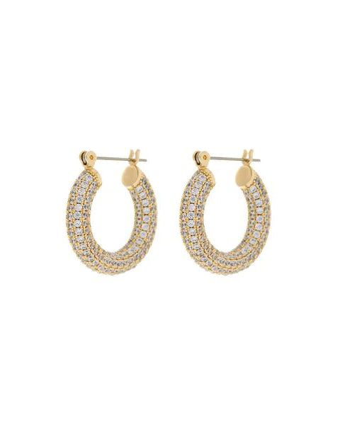 Pavé Baby Amalfi Hoops in Gold - Madison&