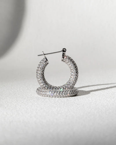 Pavé Baby Amalfi Hoops in Silver - Madison's Niche 
