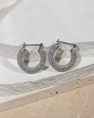 Pavé Baby Amalfi Hoops in Silver - Madison's Niche 