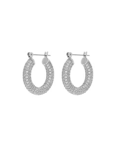 Pavé Baby Amalfi Hoops in Silver - Madison's Niche 