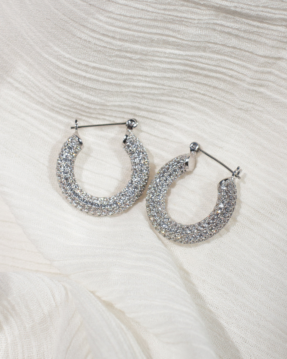 Pavé Baby Amalfi Hoops in Silver - Madison's Niche 