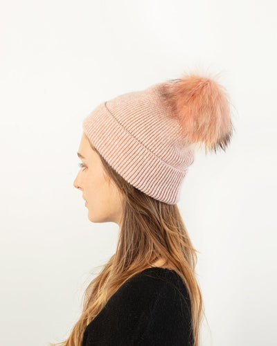 Ronnie Pom Pom Beanie in Blush - Madison's Niche 