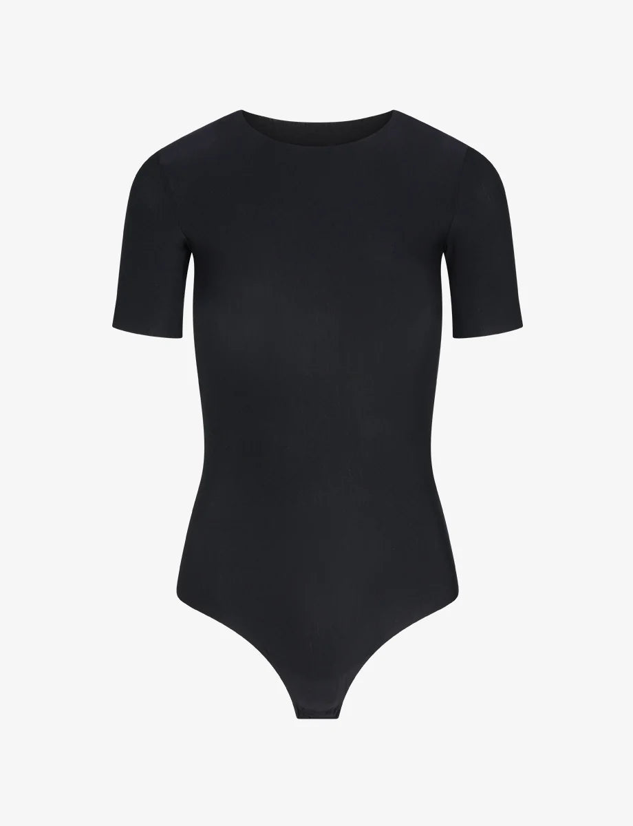 Butter Short Sleeve Bodysuit in Black - Madison's Niche 