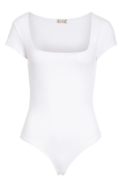 Square Eyes Bodysuit in White - Madison's Niche 