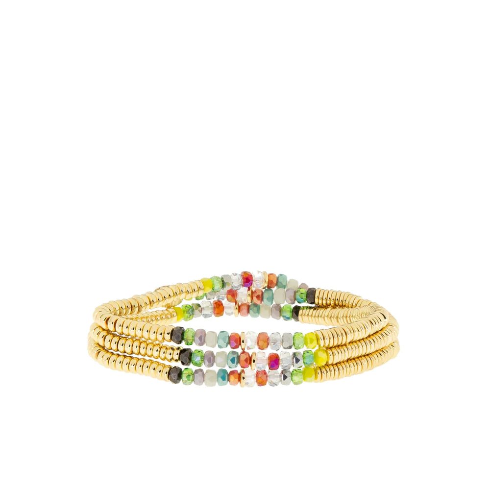 Stretch Wrap Bracelet in Gold/Rainbow - Madison&