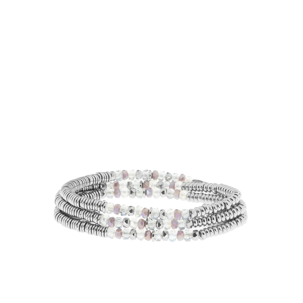 Stretch Wrap Bracelet in Silver/Lavender - Madison's Niche 