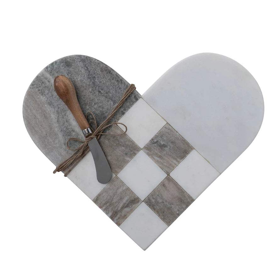Two-Tone Marble Heart Board Set - Madison's Niche 