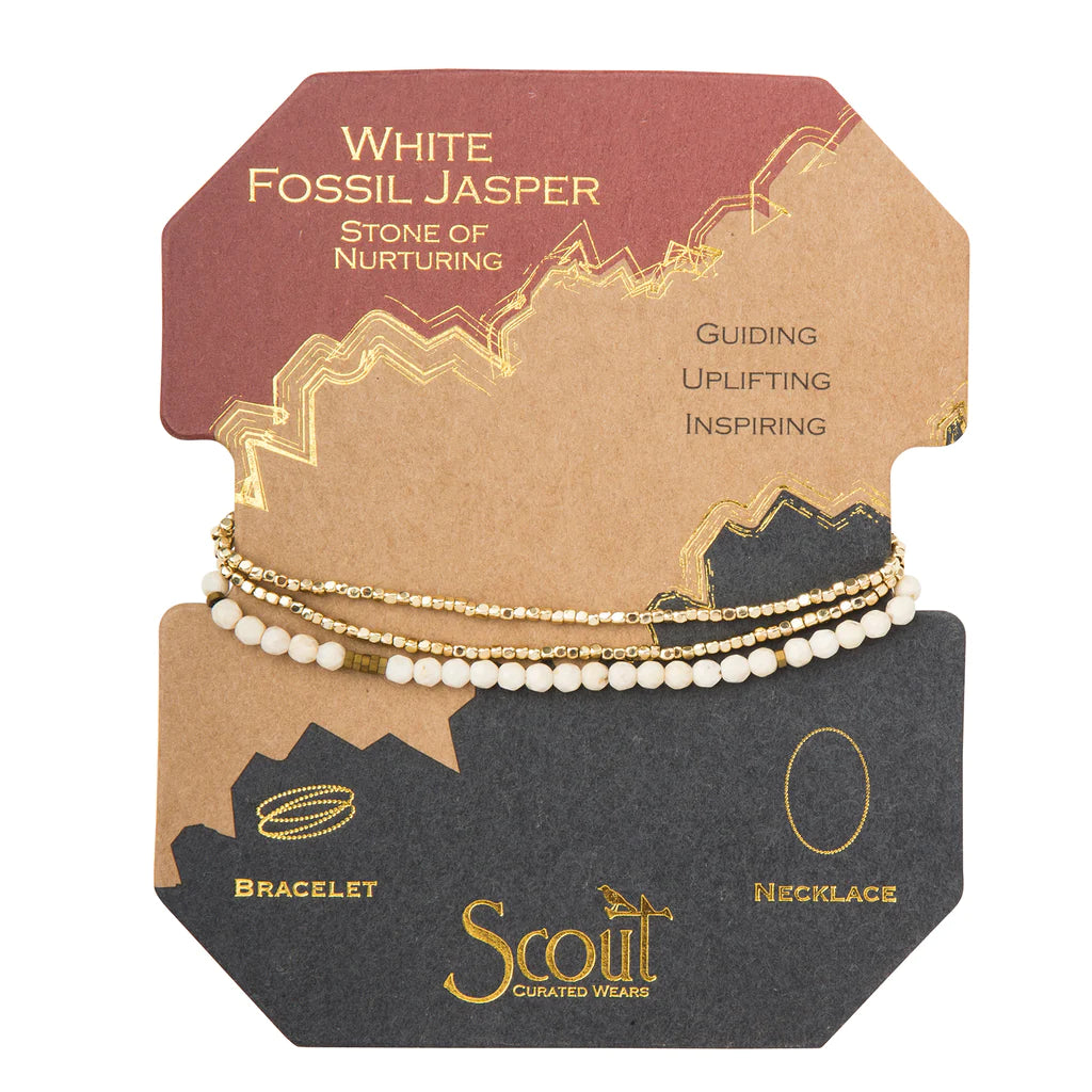 Delicate Stone Wrap - White Fossil Jasper - Madison's Niche 