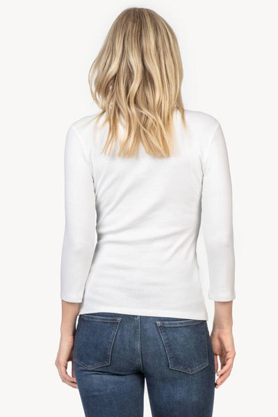 3/4 Sleeve V-Neck in White - Madison's Niche 