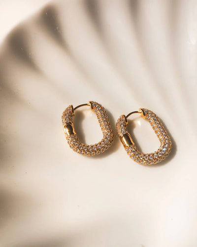 XL Pavé Chain Link Hoop in Gold - Madison's Niche 