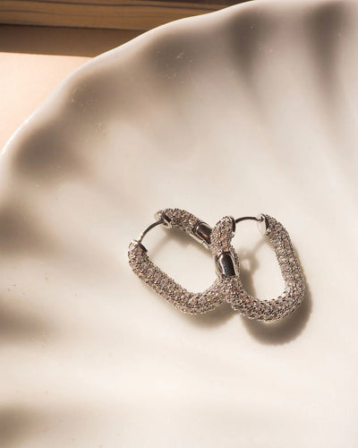 XL Pavé Chain Link Hoop in Silver - Madison's Niche 