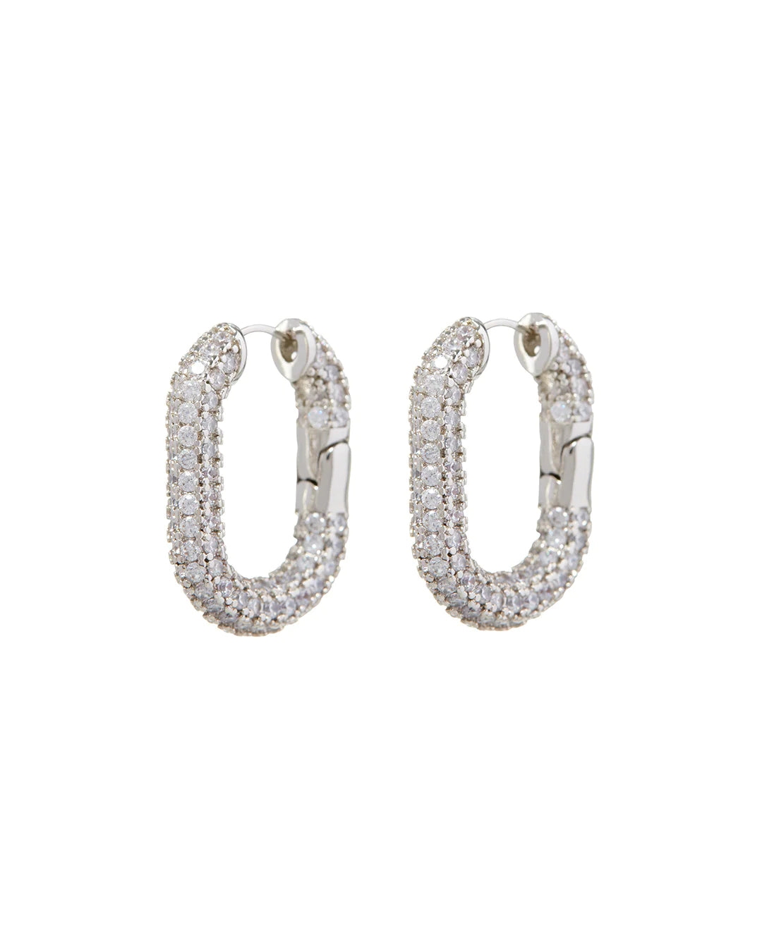 XL Pavé Chain Link Hoop in Silver - Madison's Niche 